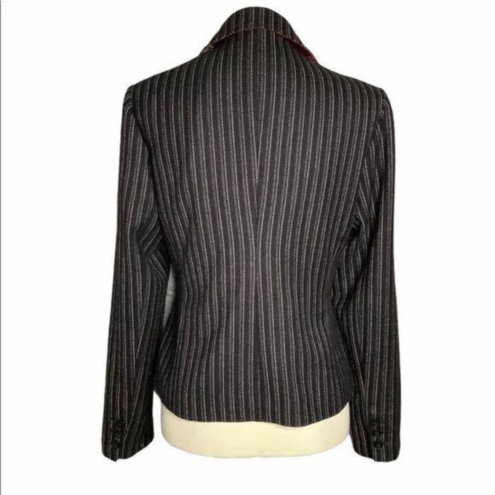 CAbi Micro Stripe Tapered Waist Three Button Blazer Medium - Picture 3 of 7